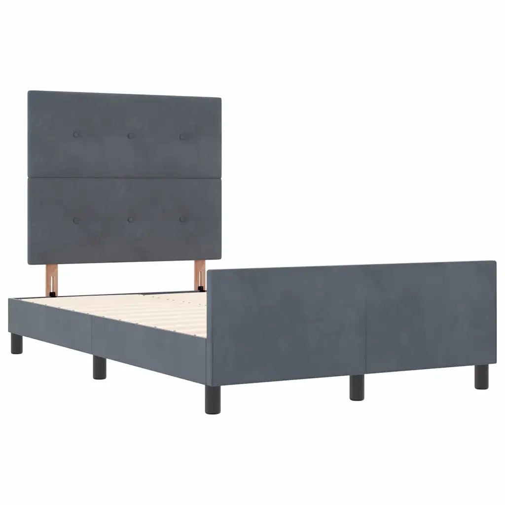 Letto a molle con testiera Grigio scuro 120 x 190 cm Velluto