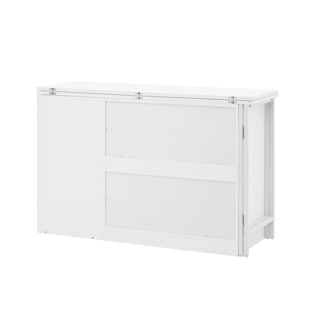 Tavolo bar da cucina con 1 anta; 2 ripiani regolabili e piani ribaltabili girevoli; in MDF; 121.5x40x76.7 cm; Bianco