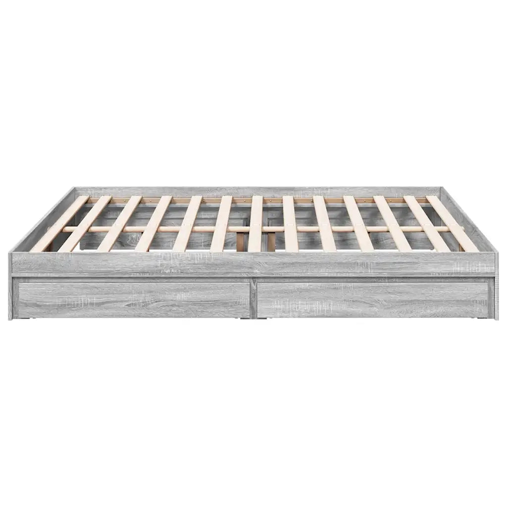 Letto matrimoniale | Letto per adulti | Giroletto Cassetti Grigio Sonoma 180x200 cm Legno Multistrato