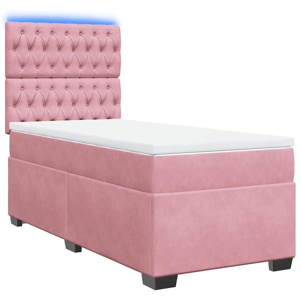 Giroletto a Molle con Materasso Rosa 90x190 cm in Velluto 3293097