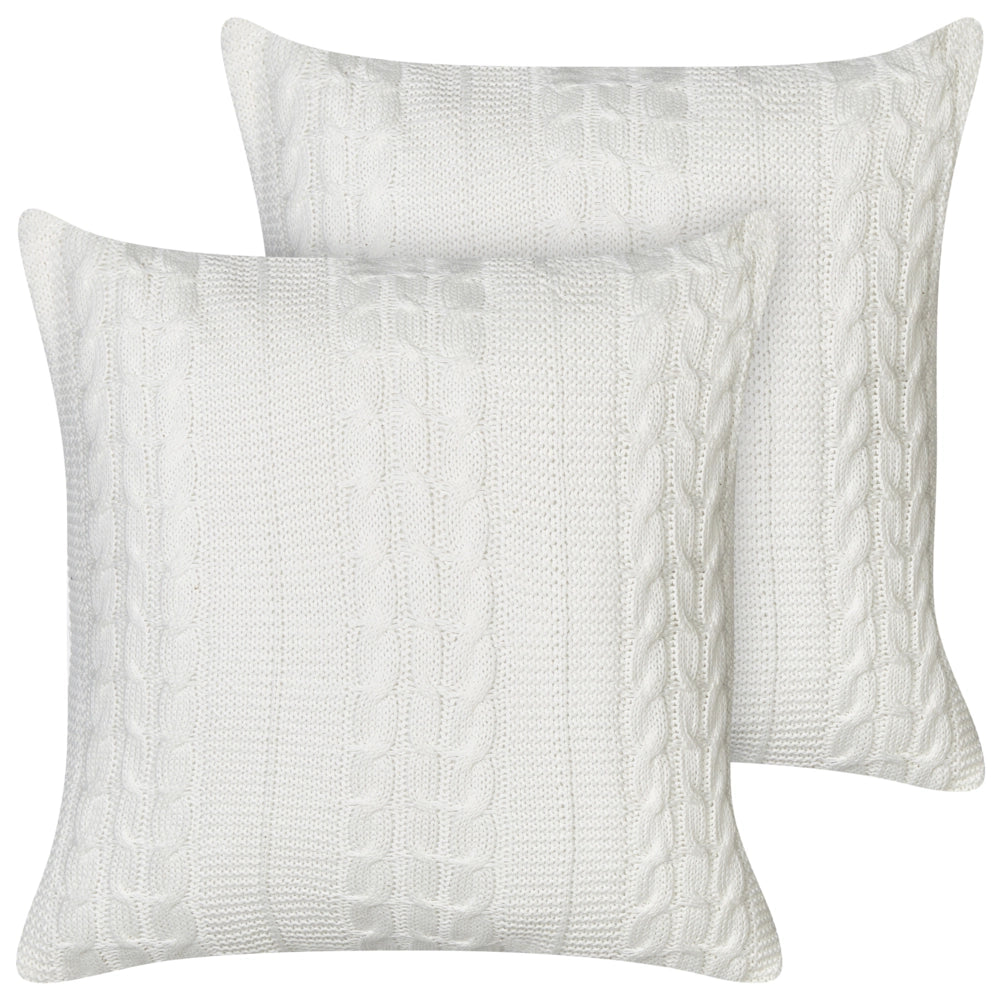 Set di 2 cuscini decorativi in cotone con disegno intrecciato bianco soggiorno camera da letto