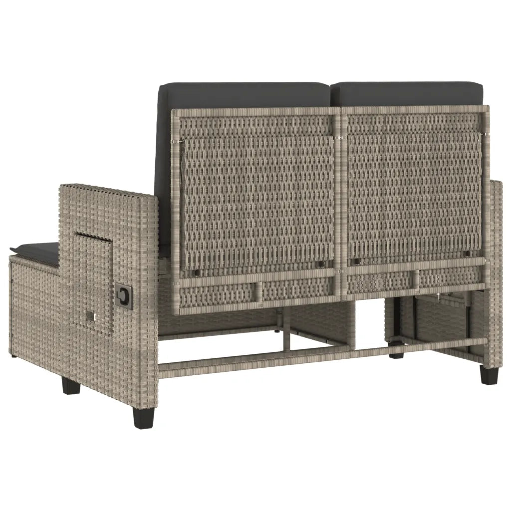 Panca Reclinabile Giardino con Cuscini-Sgabello-Sedia da esterno Grigio Chiaro Polyrattan 961355
