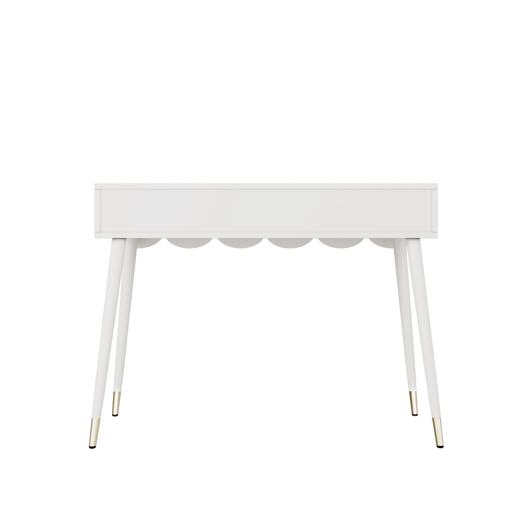 Tavolo trucco e scrittoio con 2 cassetti; MDF e truciolare; bianco