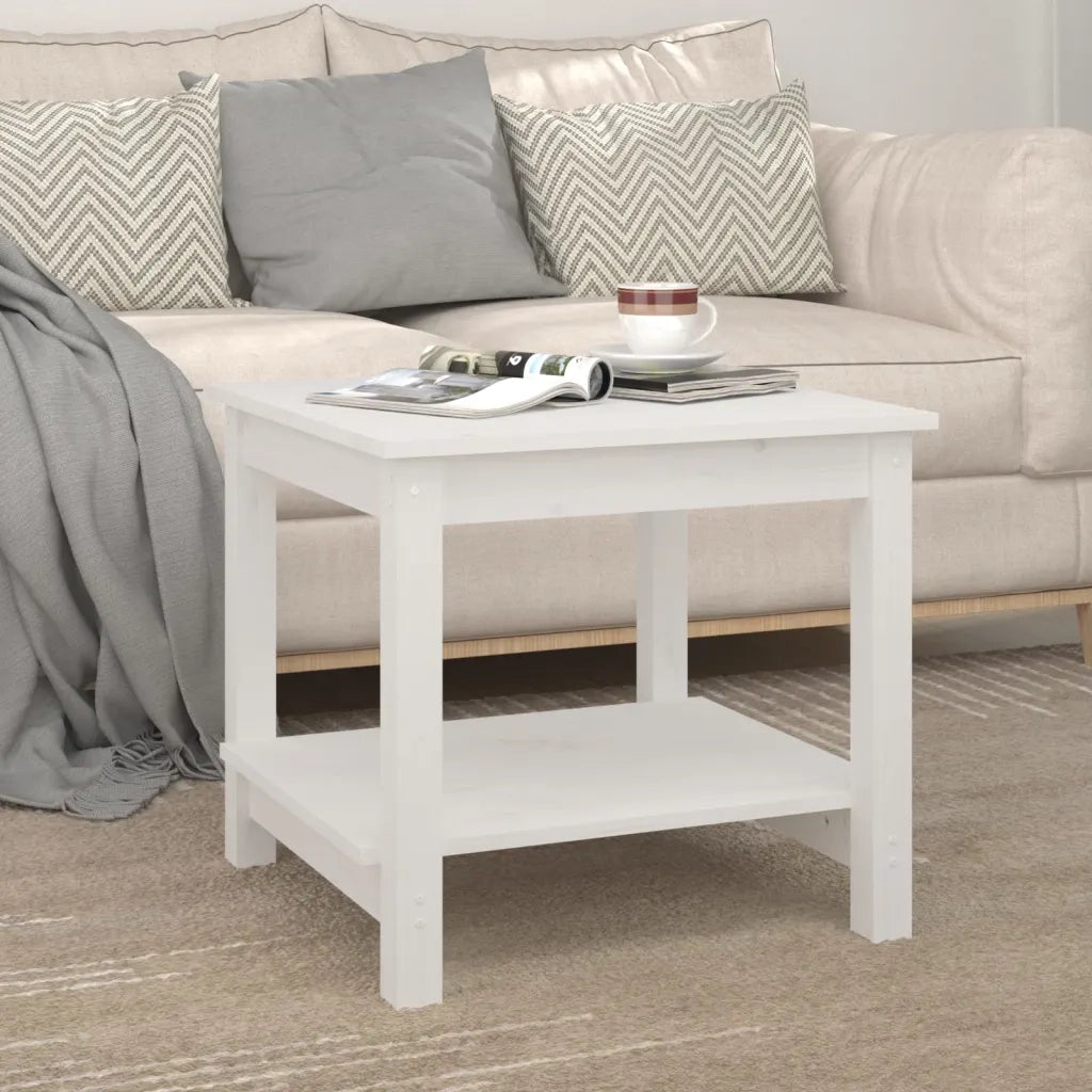 Tavolino da salotto | Tavolino da caff¨¨ | Tavolino da Soggiorno Bianco 50x50x45 cm Legno Massello di Pino