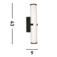 Applique Moderna Morsetto Acciaio Nero Vetro Bianco Led 19W 3000K