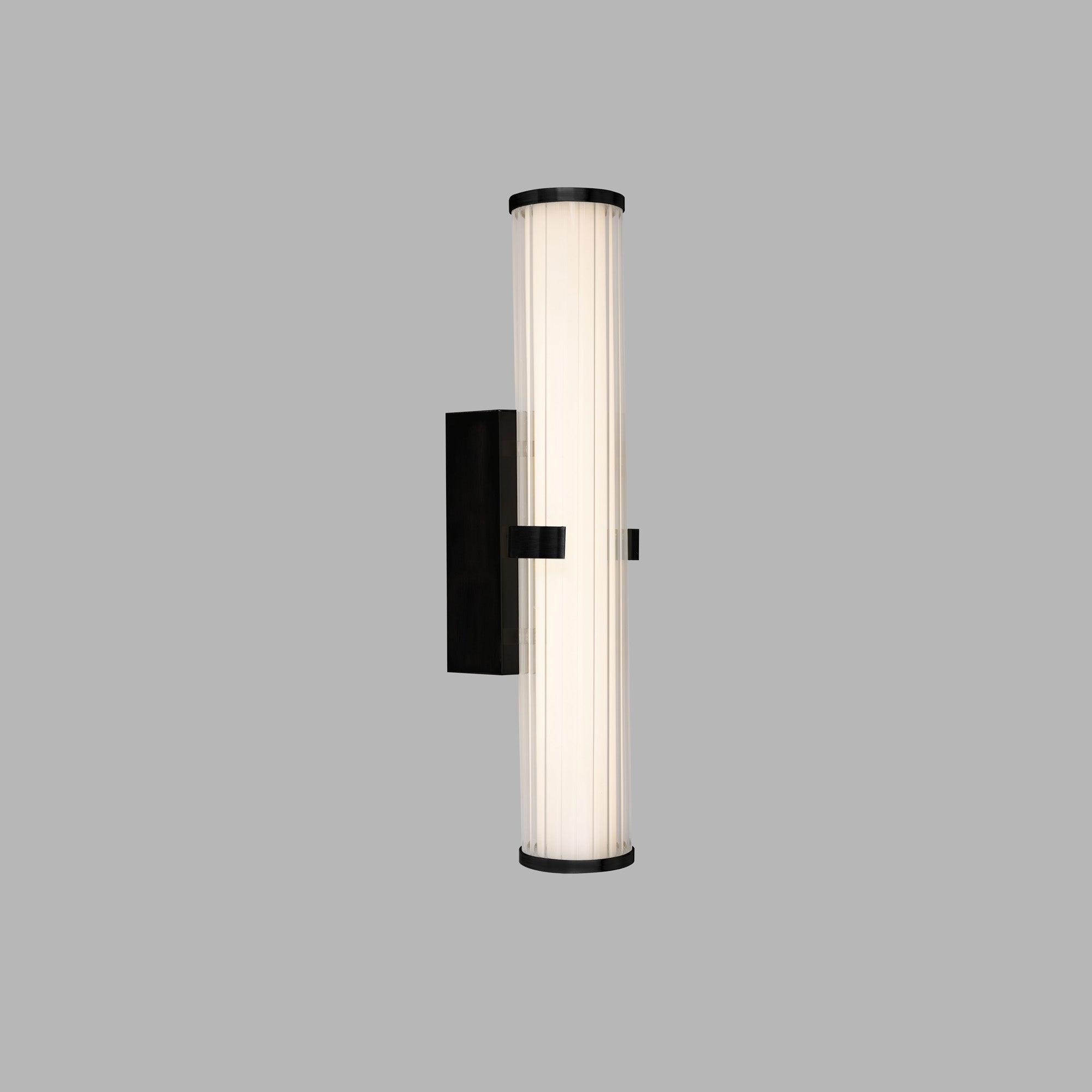 Applique Moderna Morsetto Acciaio Nero Vetro Bianco Led 19W 3000K