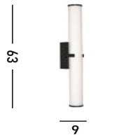 Applique Moderna Morsetto Acciaio Nero Vetro Bianco Led 23W 3000K