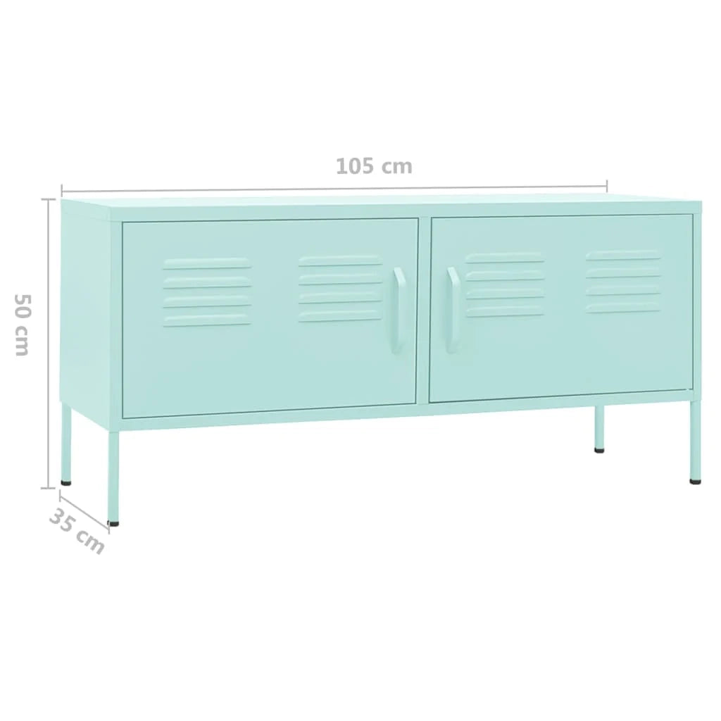 Mobile TV multimediale scaffale TV mobile TV sala da pranzo soggiorno camera da letto verde menta 105 x 35 x 50 cm acciaio verde 02_0027689