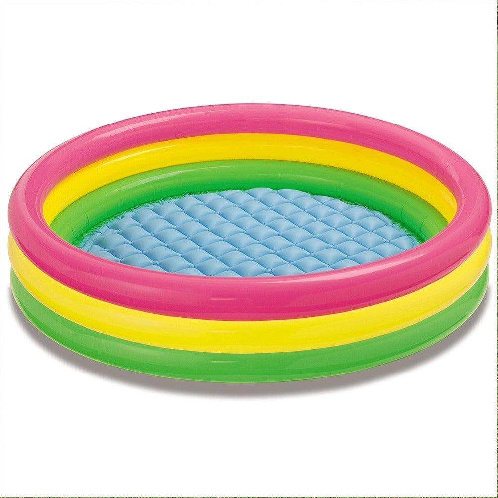 Trade Shop - Piscina Gonfiabile Per Bambini Arcobaleno A 3 Anelli Colorati 147 X 33 Cm -
