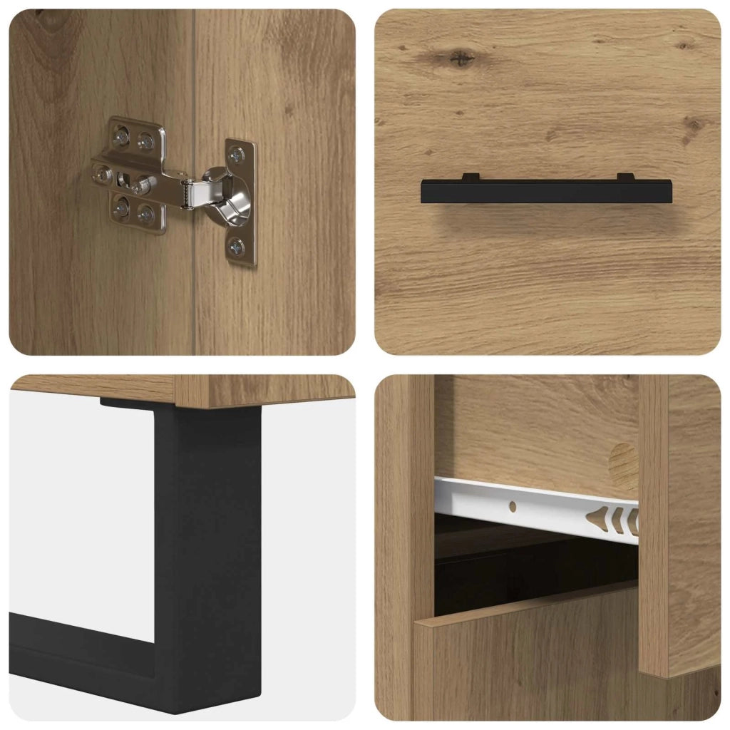 Credenza | Madia | Buffet da pranzo | Armadio da pranzo Rovere artigianale 69,5 x 34 x 90 cm Legno multistrato