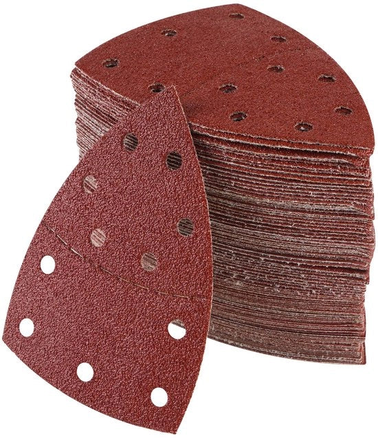 Set di carta abrasiva da 100 pezzi - carta abrasiva a forma di triangolo 105mm - carta abrasiva delta - ossido di alluminio - uso professionale - 7 qualità - carta abrasiva per macchina da raschiare