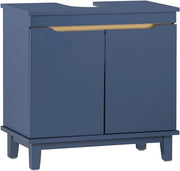 Cassa sottoscala da bagno - Cassetta per bagno - Base per lavabo - Raccordo per risparmio di spazio - Protezione dall'umidità - Supporti robusti in legno di quercia - 60cm x 59cm x 30cm - Blu