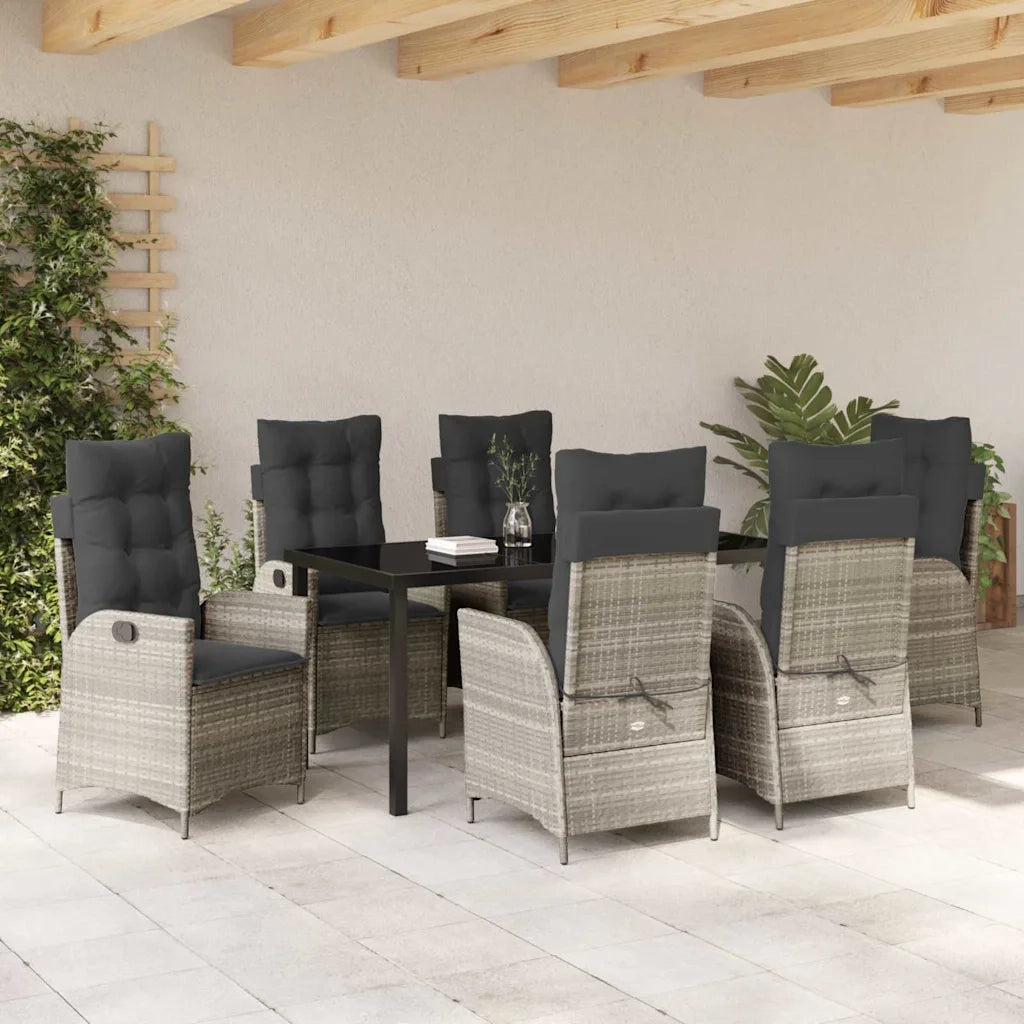 Set da Pranzo per Giardino 7 pcs Grigio chiaro polyrattan 3380523