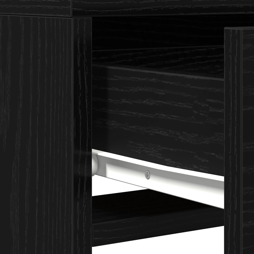 Tavolo da Trucco  con Luci LED Nero Rovere 50x41x140 cm