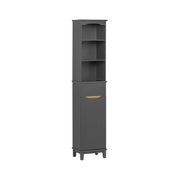 SoBuy Mobile Bagno Salvaspazio Colonna Alta con 3 Ripiani Aperti e Anta con Cassetto Mobiletto Bagno Stretto per Piccoli Spazi Armadietto Salvaspazio per Lavanderia e WC 35 x 30 x 170 cm BZR112-DG