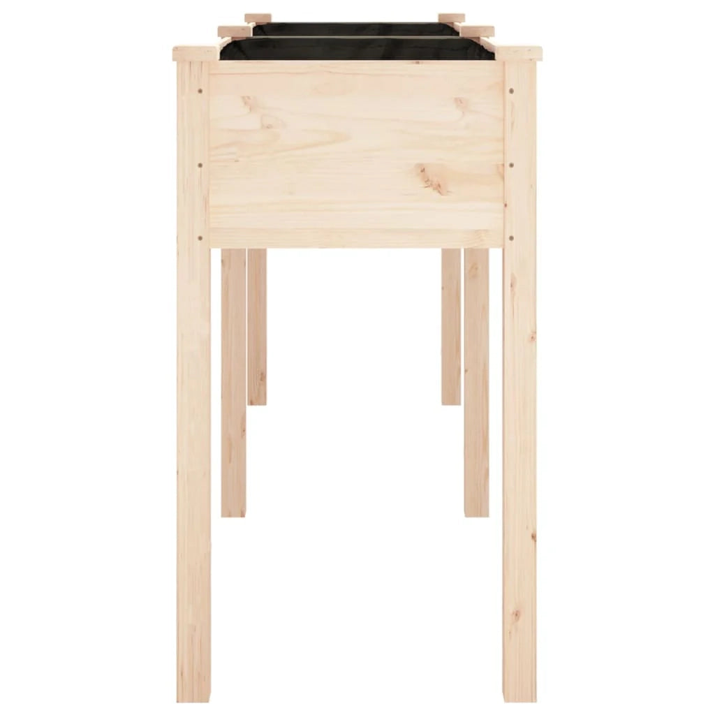 Vassoio per fioriera aiuola rialzata piante fiori terrazza giardino con rivestimento 161 x 45 x 76 cm legno massello di abete marrone 02_0038124