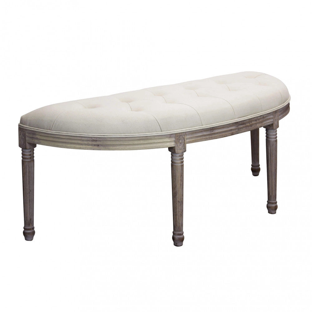 Panca Margi in Tessuto 125x45x48 h cm in Legno Beige