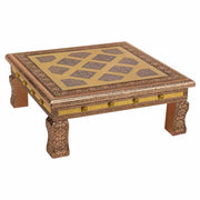 Tavolino in metallo goffrato color rame 38x38x14h
