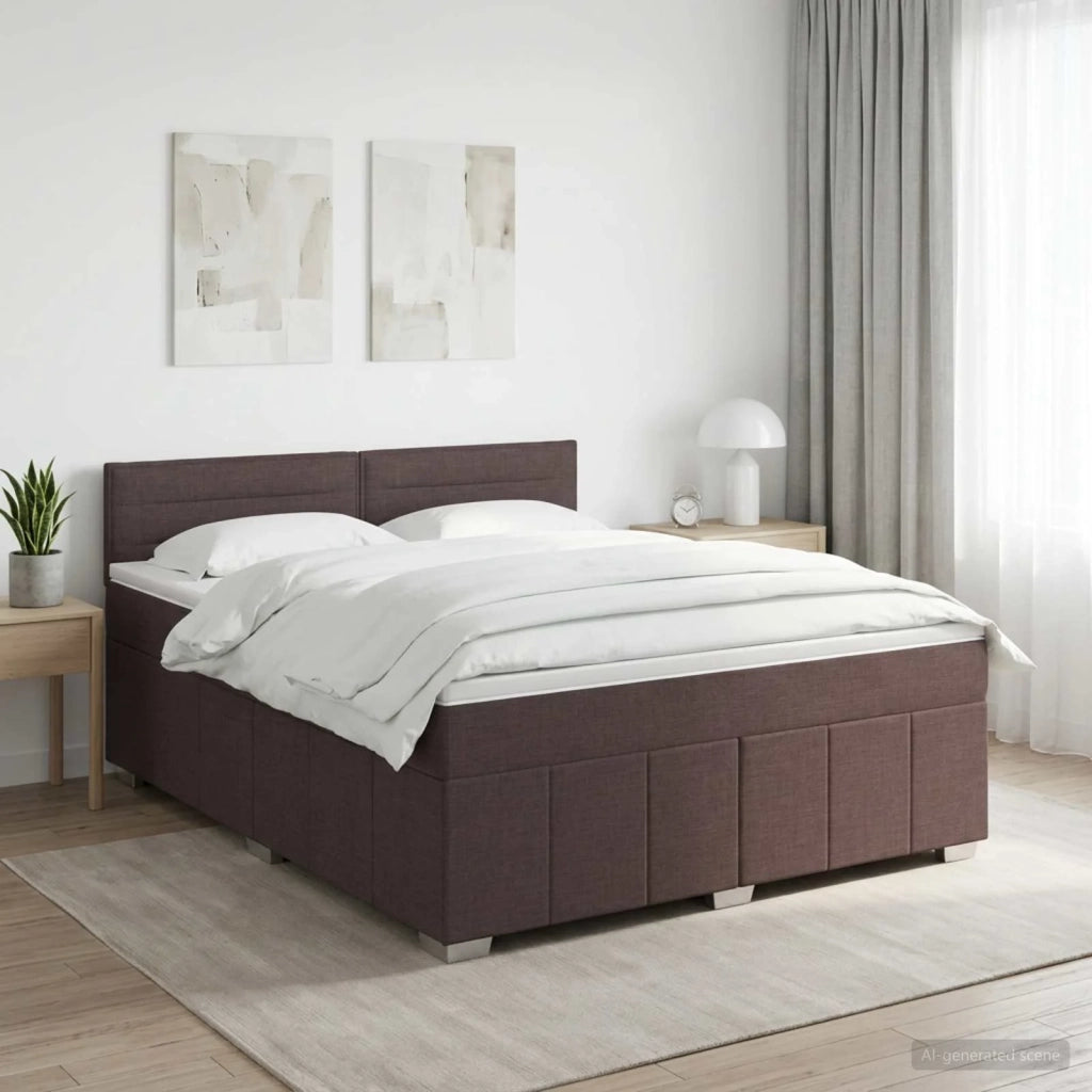 Letto box spring con materasso Marrone Scuro 140 x 200 cm 3451223