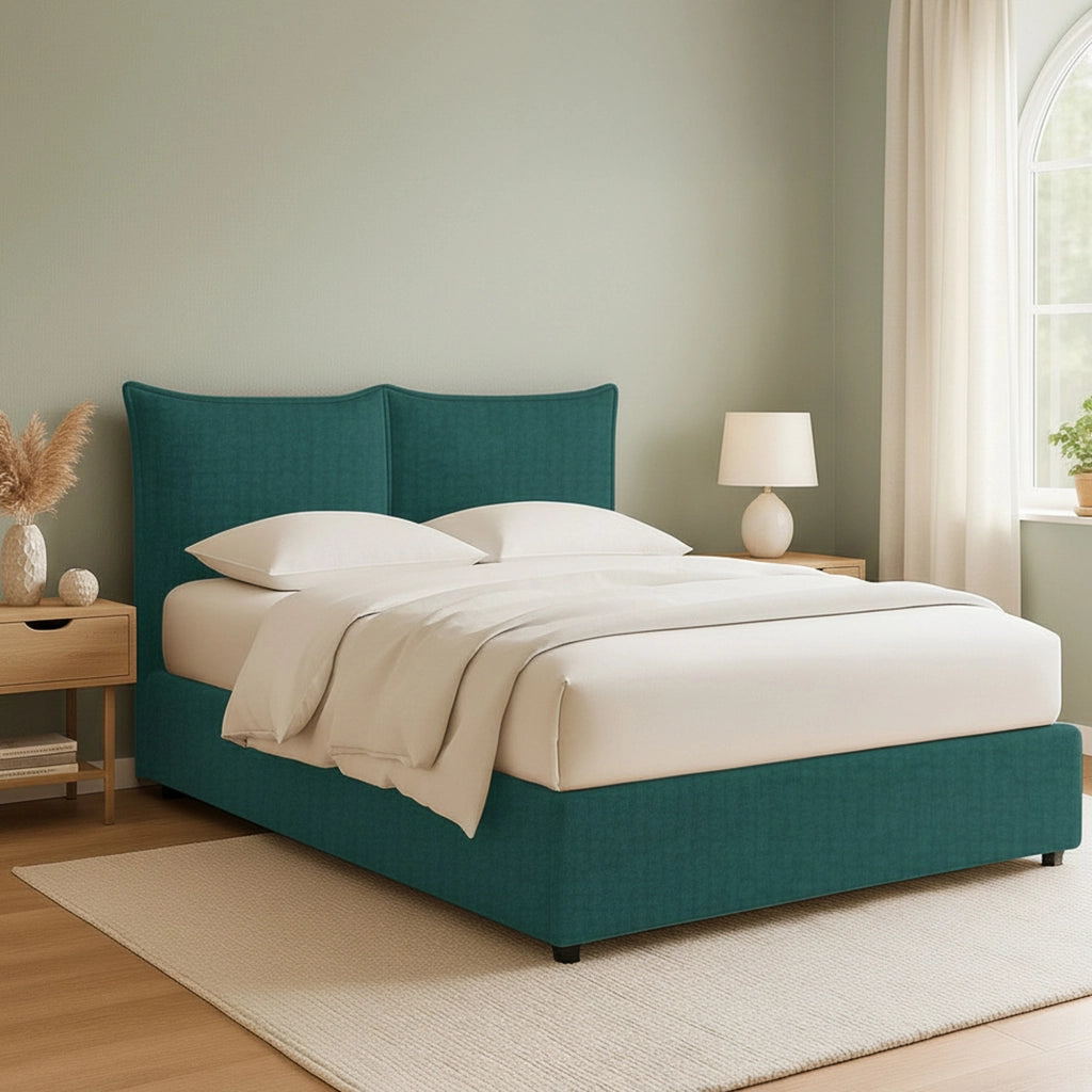 Wetherby, Letto Matrimoniale Sfoderabile Made in Italy, Verde Petrolio