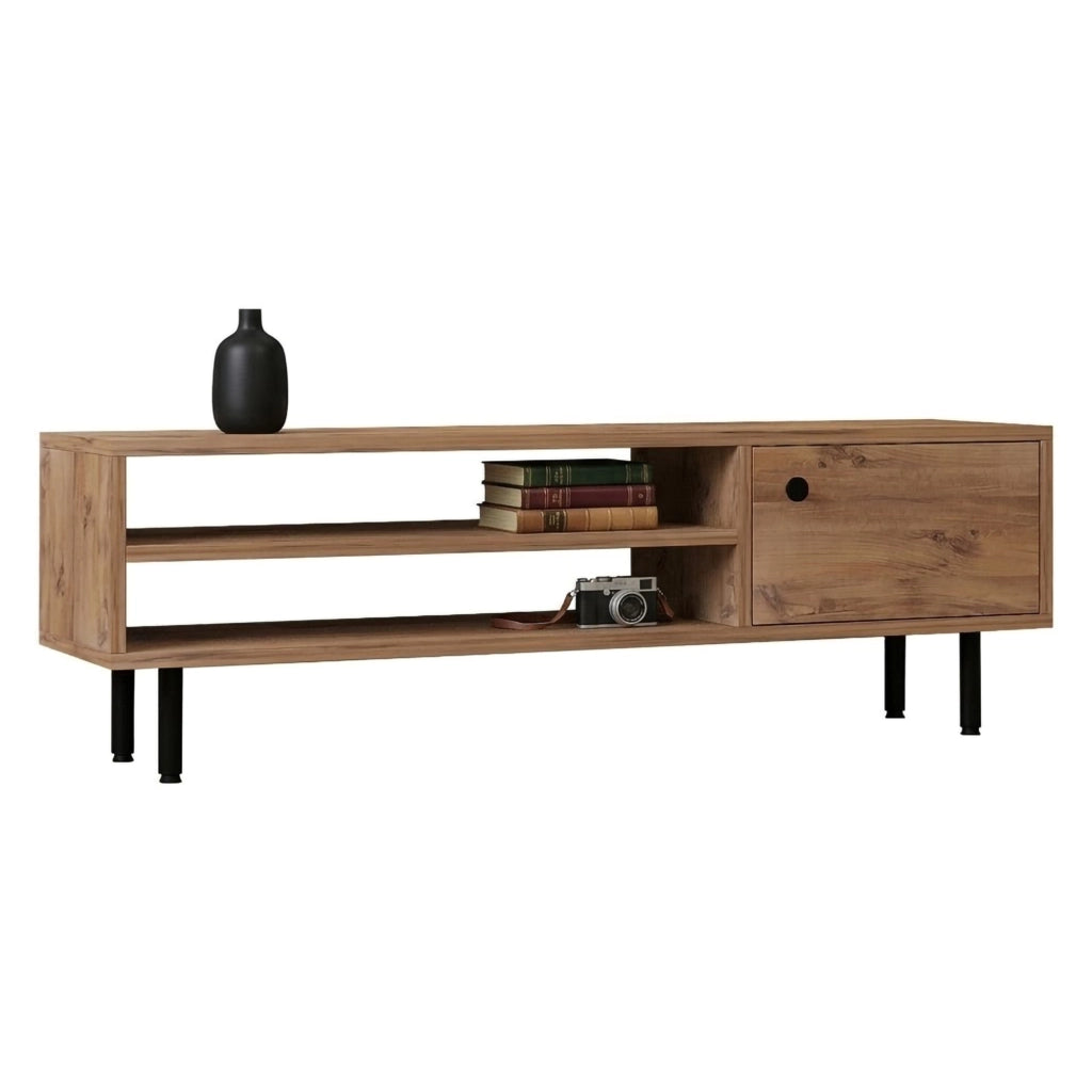 Metomaha, Mobile Porta tv un Ripiano, 120x30x38h cm Marrone Rovere