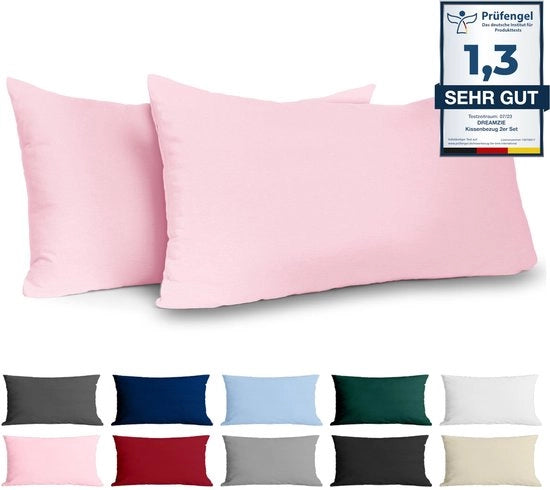 Coperta per cuscino 40 x 80 cm rinforzata cotone (set da 2) - Rosa - Tessuta a 57 trame/cm² - Coperta per cuscino 40 x 80 cm - Certificata Oeko Tex - Modello non specificato