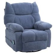 Poltrona Massaggiante Riscaldante Reclinabile Girevole, fino a 150 kg, Telaio in Metallo, 98x90x98cm, Blu
