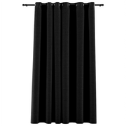 Tende Oscuranti | Tende Blackout Effetto Lino Occhielli Antracite 290x245cm