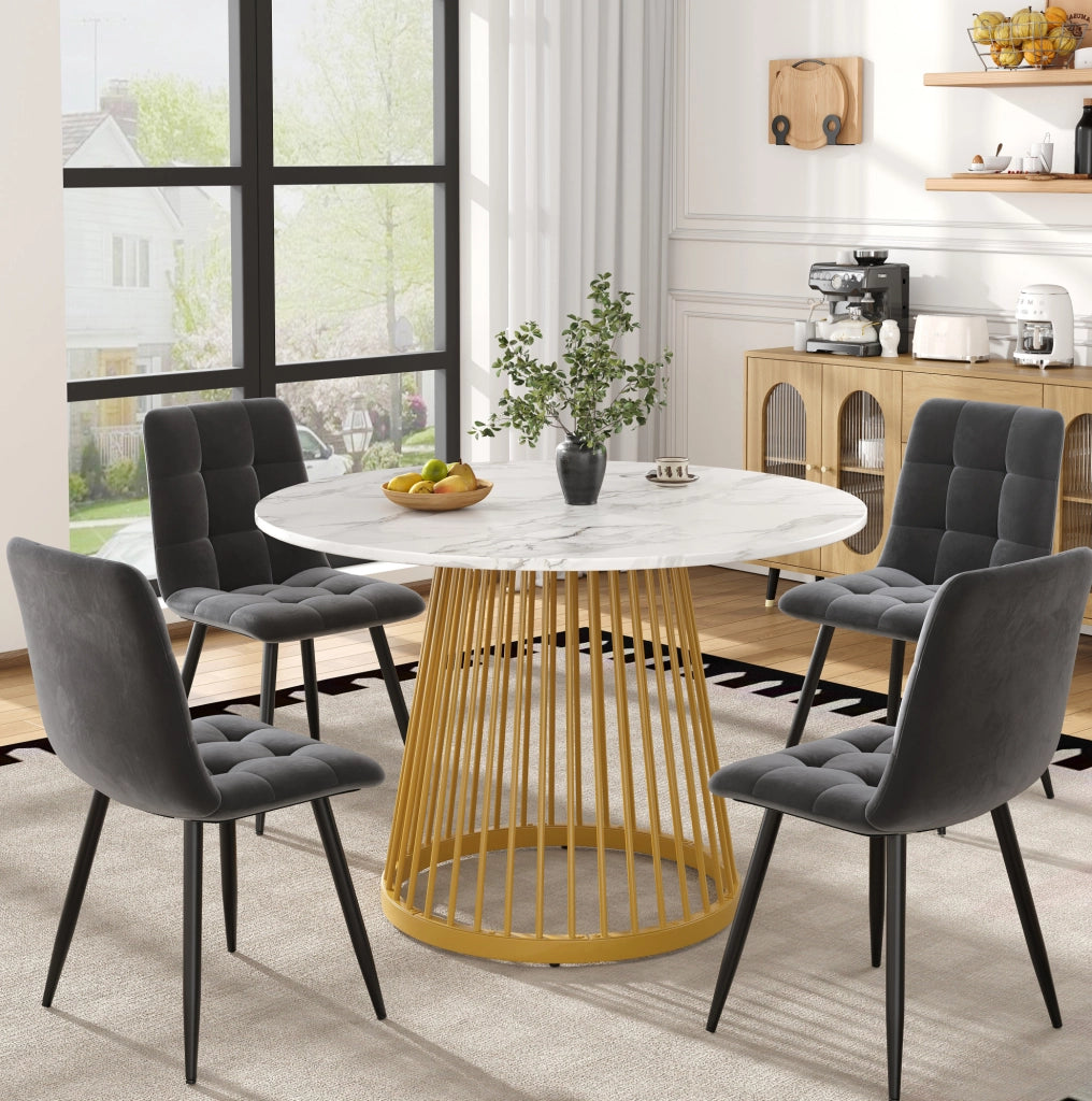 Set da pranzo 5 pezzi 80 cm in MDF e metallo, multicolore, moderno