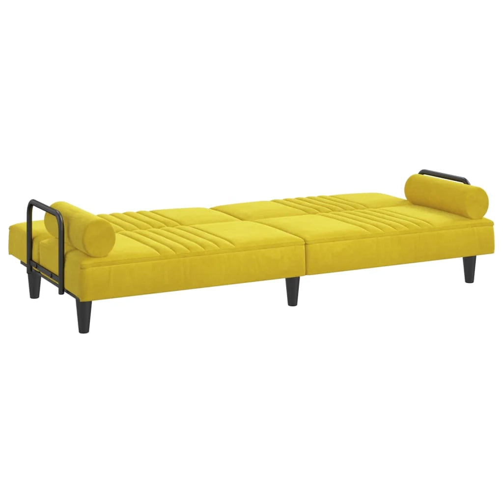 Divano letto con braccioli 205 x 89 x 70 cm velluto giallo 02_0019252