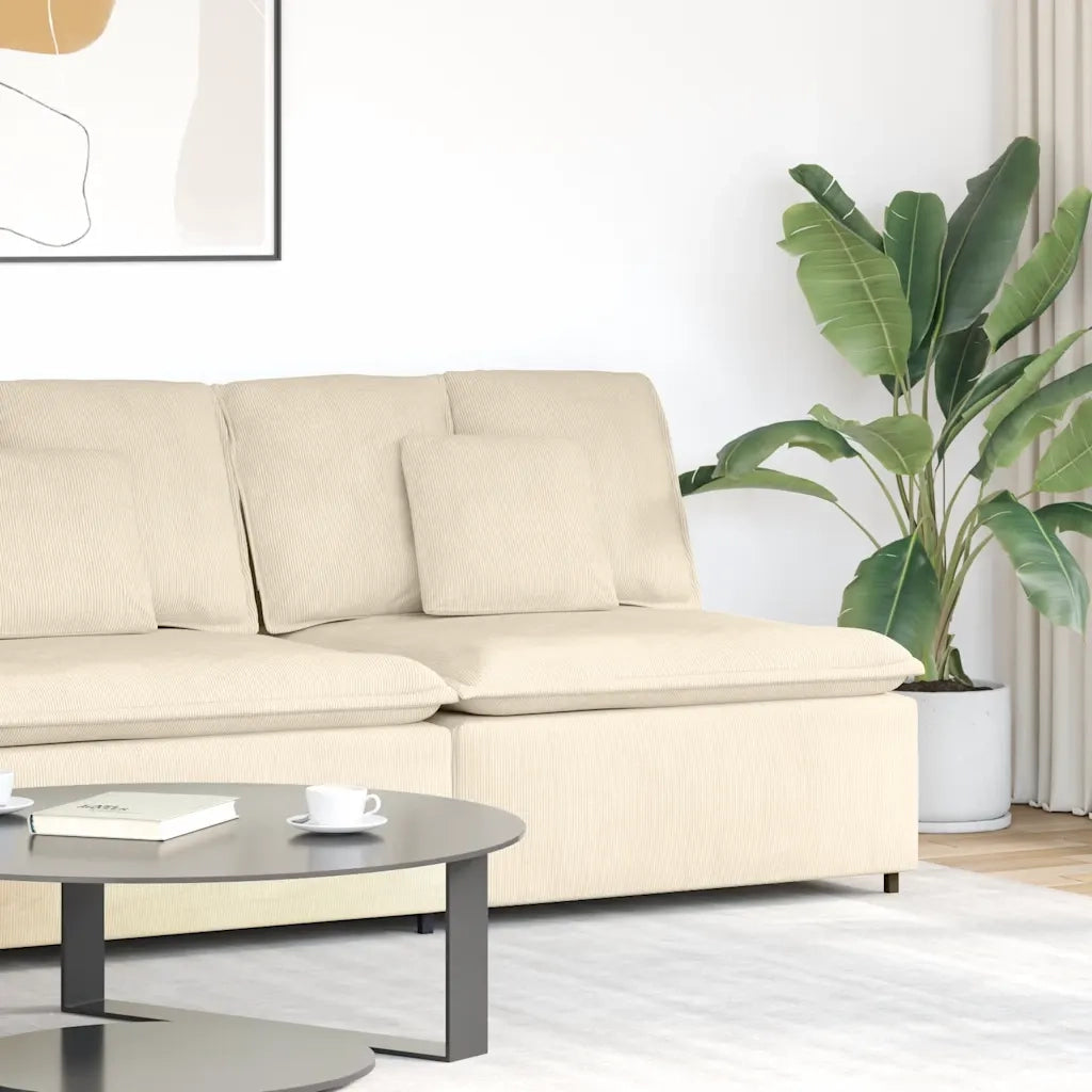 vidaXL Modulo Centrale Divano Modulare con Cuscini Crema 100 cm