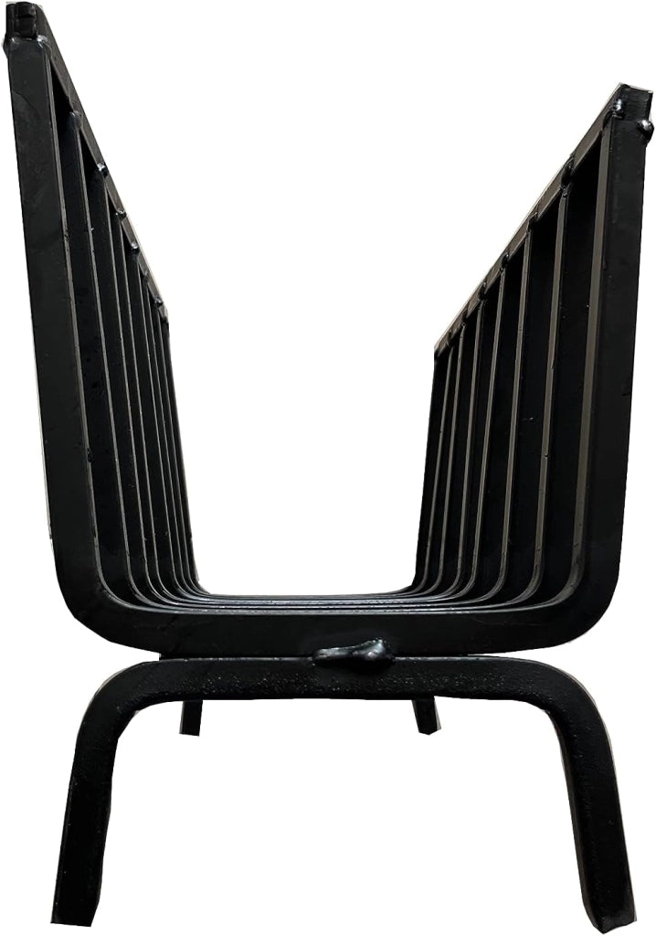 Porta Legna brucia legna in Ferro per Camino e Barbecue, Braciere Brucia Legna, Nero 40x20 cm