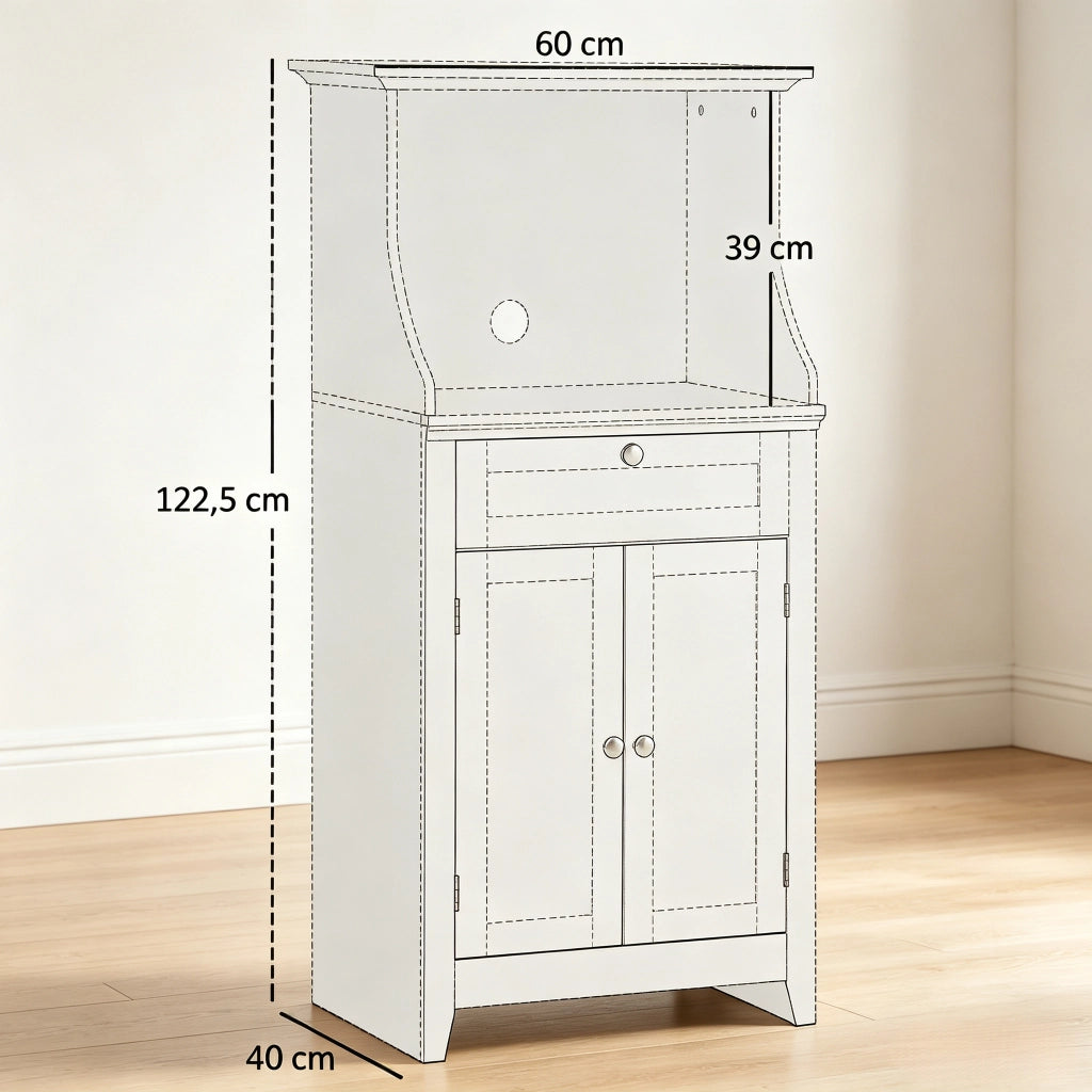 MOBILE PER MICROONDE 60x40x122,5 cm Bianco in MDF