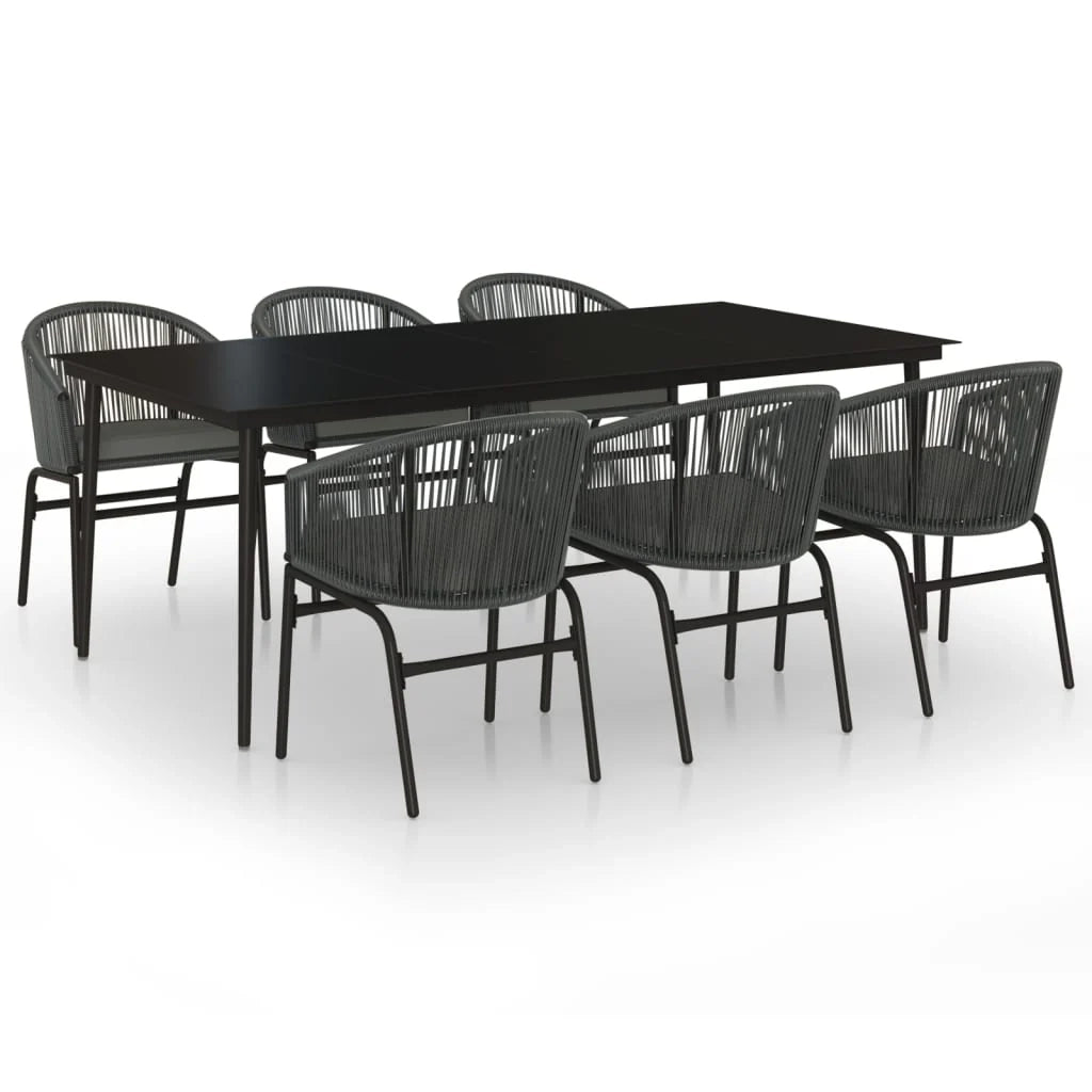 Set da pranzo da giardino per esterni 7 pezzi mobili grigi 02_0013960