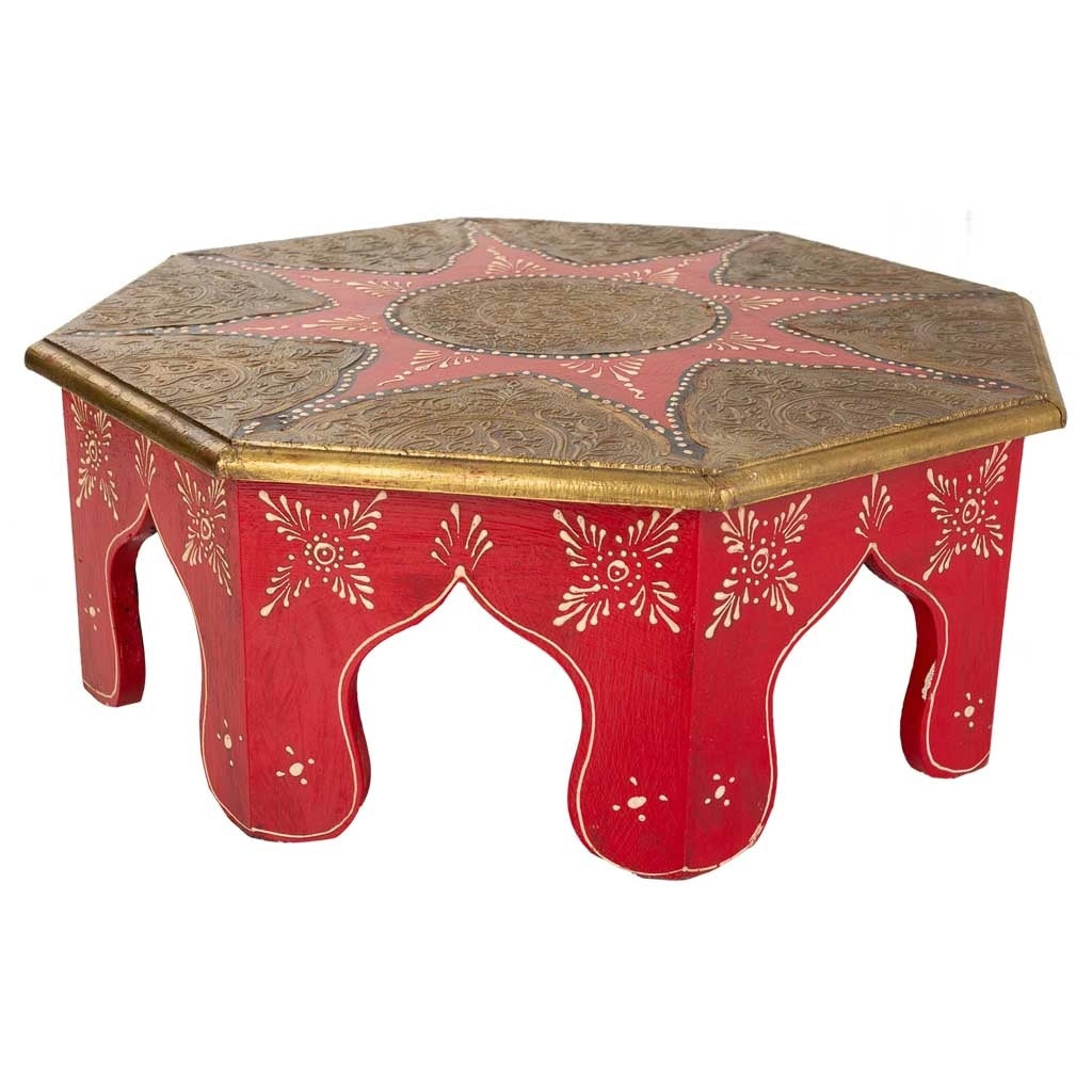 Tavolino in legno e metallo rosso 40x40x15,5h