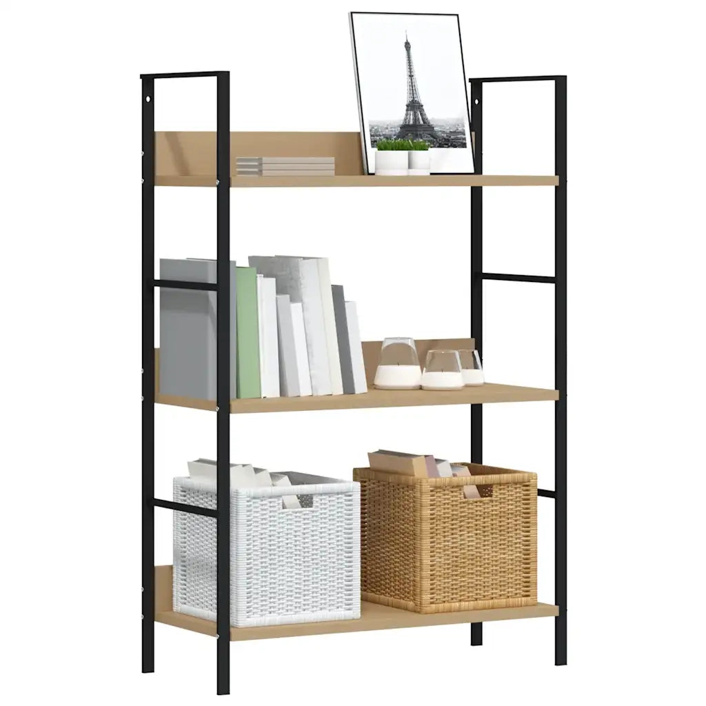 Scaffale Libri 3 Ripiani Rovere 60x27,6x90,5 Legno Multistrato 288219