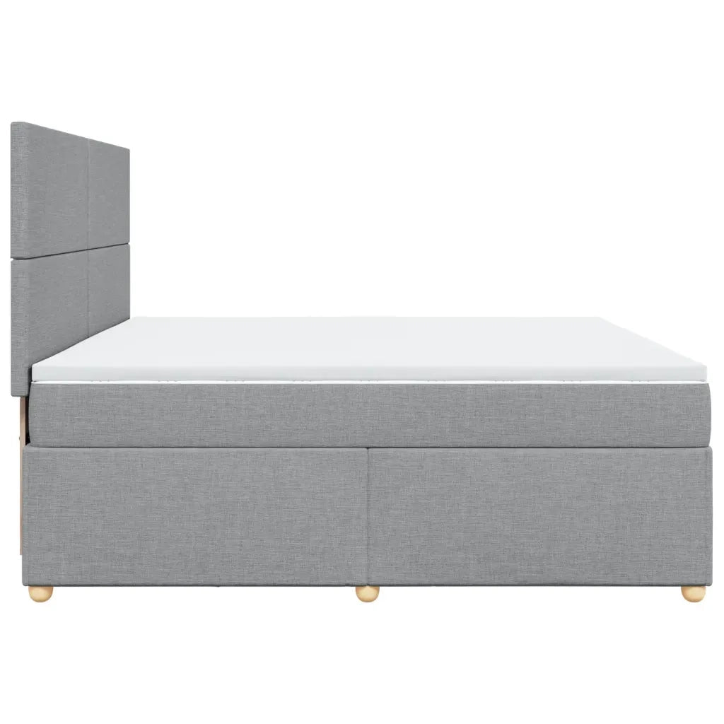 Giroletto a Molle con Materasso Grigio Chiaro 200x200cm Tessuto