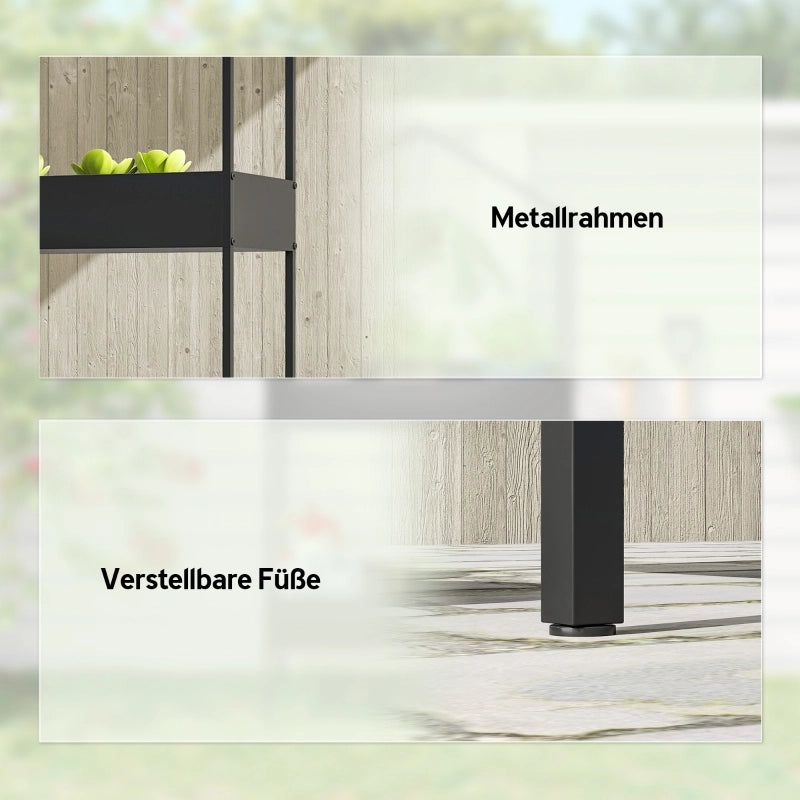 PORTAFIORI a 2 livelli 75x35x150 cm metallo nero con ganci