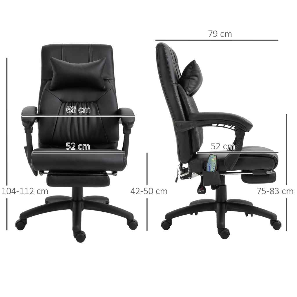 Poltrona da ufficio massaggiante reclinabile con poggiapiedi e testiera regolabile ¨C Zephmum ¨C Nero 68x79x104-112 cm