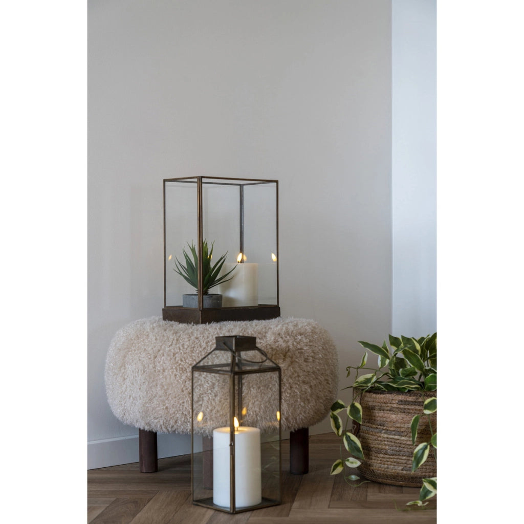 Pouf Inverness, Beige, Poliestere, 50x50x36 cm