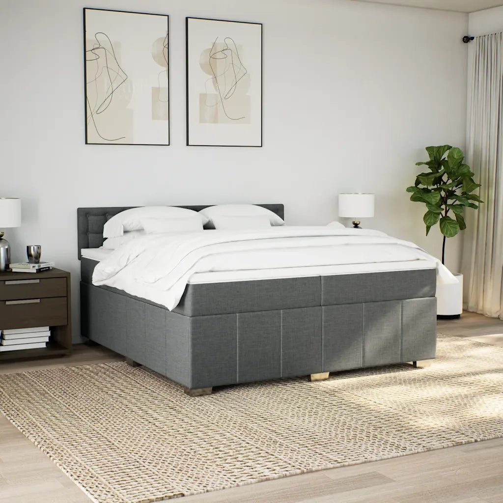 vidaXL Giroletto a Molle con Materasso Grigio Scuro 200x200 cm Tessuto