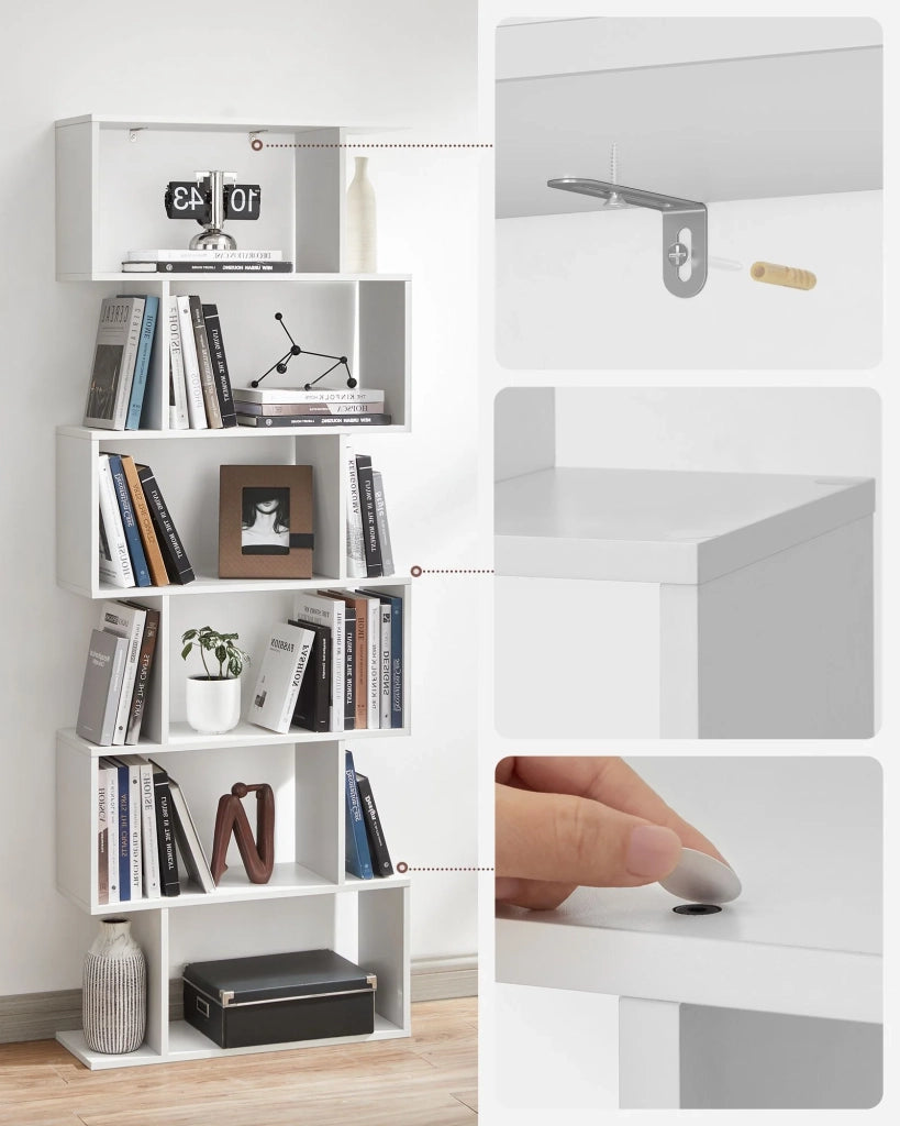Libreria moderna a 6 ripiani divisorio per soggiorno camera da letto ufficio bianco 12_0004218