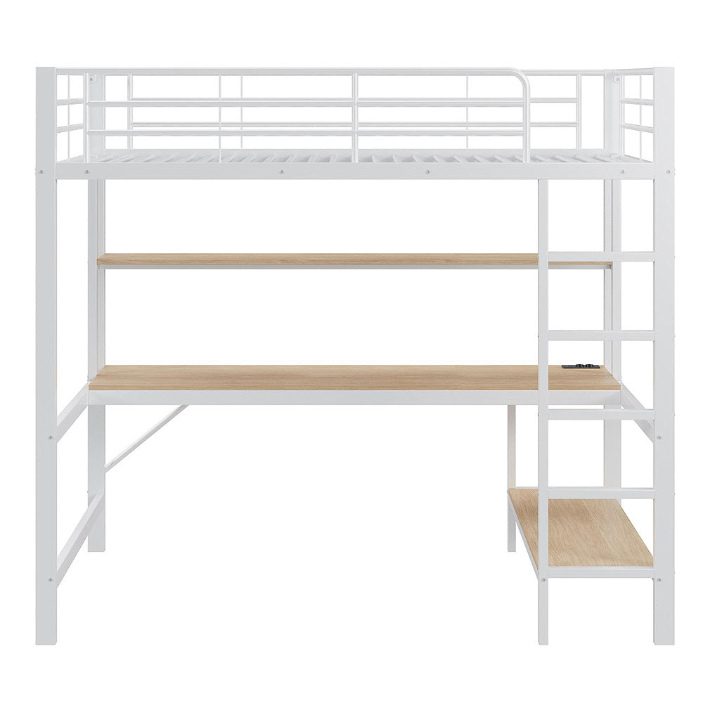 Letto mezzanino 90x200cm - Xylo - bianco, USB, illuminazione RGB