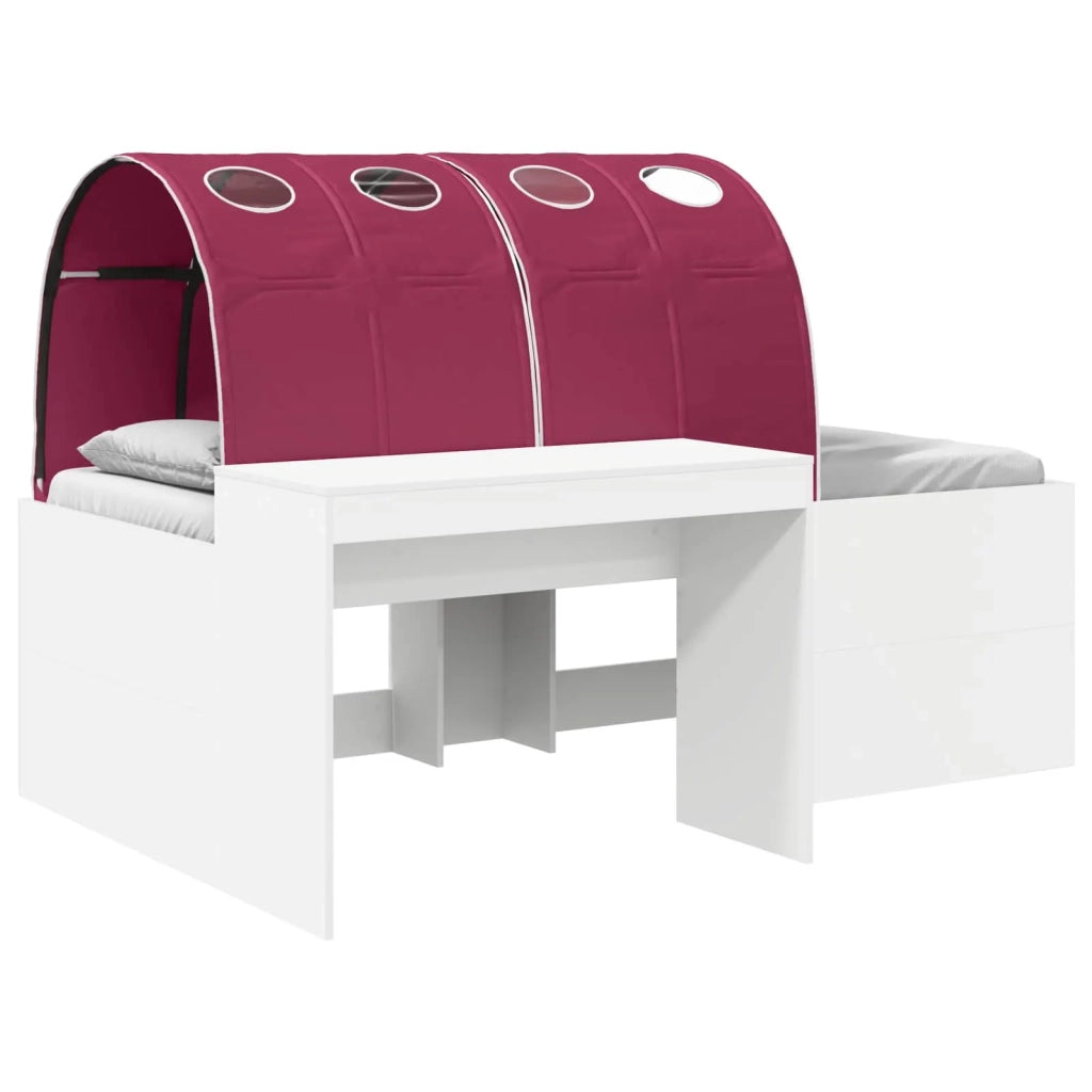 Letto singolo | Letto per adulti | Letto con Tunnel 3 pcs Bianco e Rosso Legno multistrato