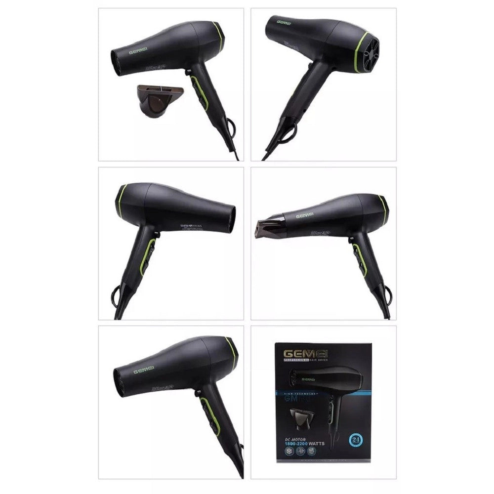 Trade Shop - Asciugacapelli Professionale Motore Cc 2200w Salone Ugello Concentratore Gm-130 -