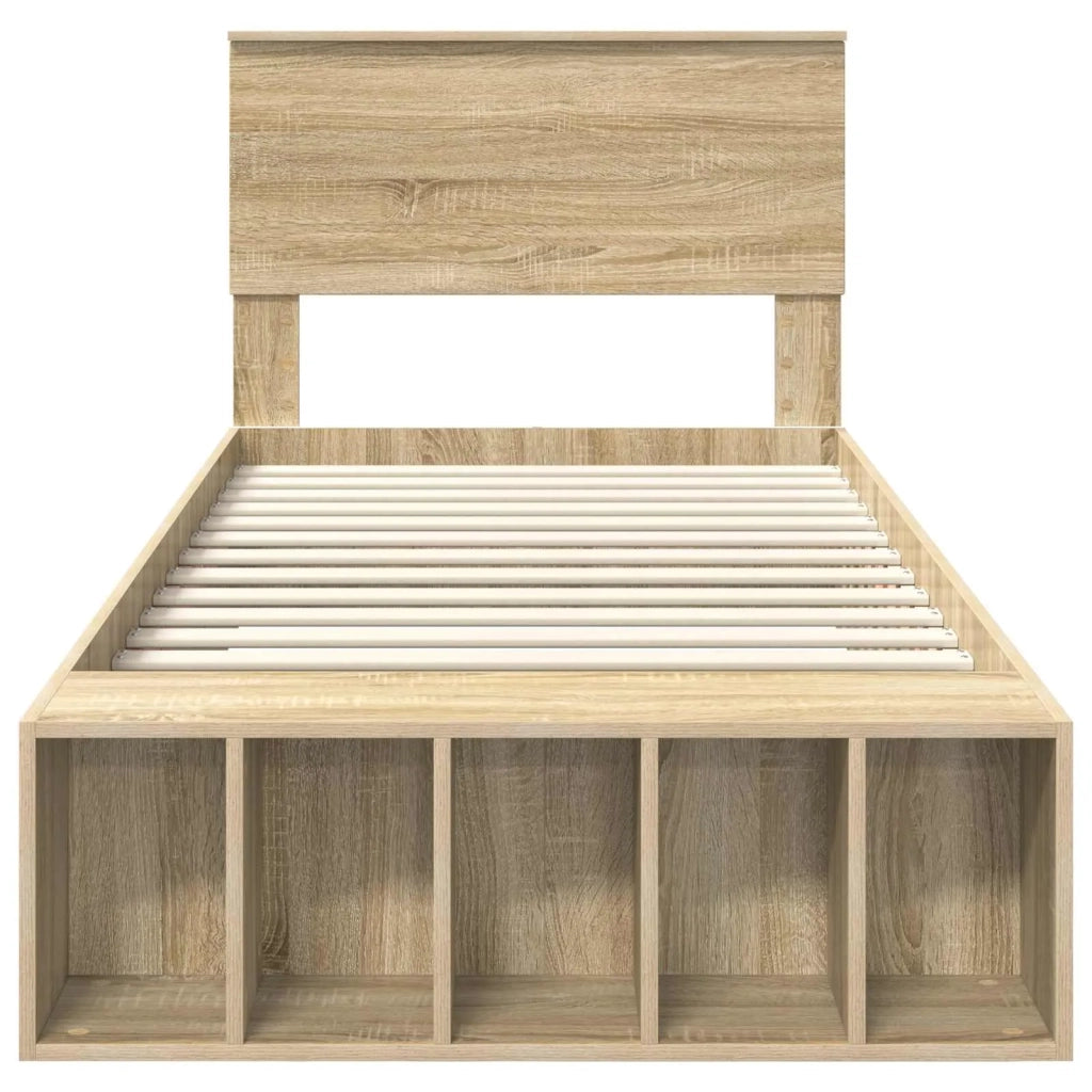 Struttura del letto con lo scaffale Rovere Sonoma 100 x 200 cm