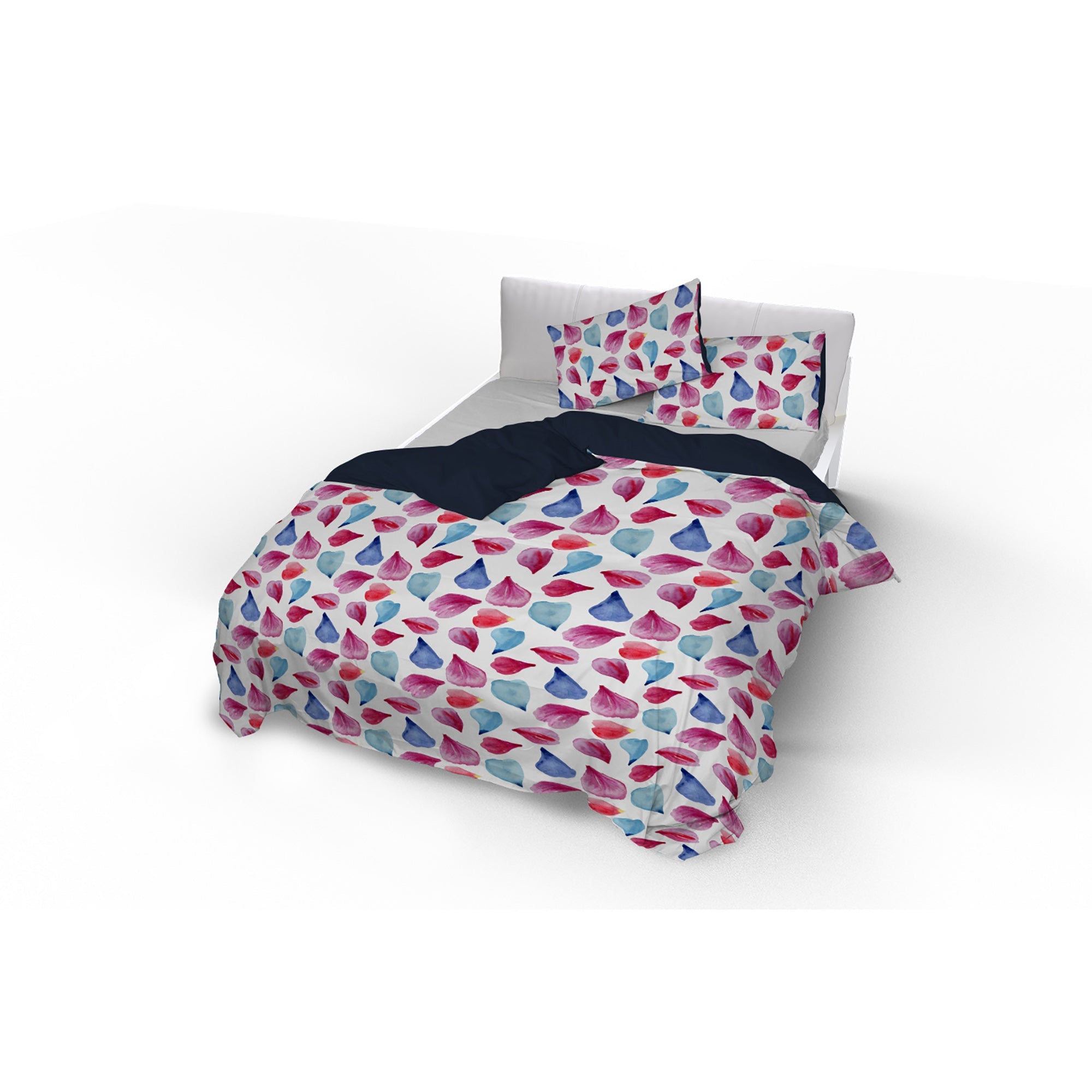 Copripiumino Matrimoniale con Stampa sul Sacco e Federe Doubleface Petali