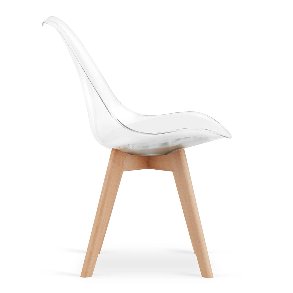 Sedia VALORA RIXK - Trasparente con gambe naturali per soggiorno, cucina