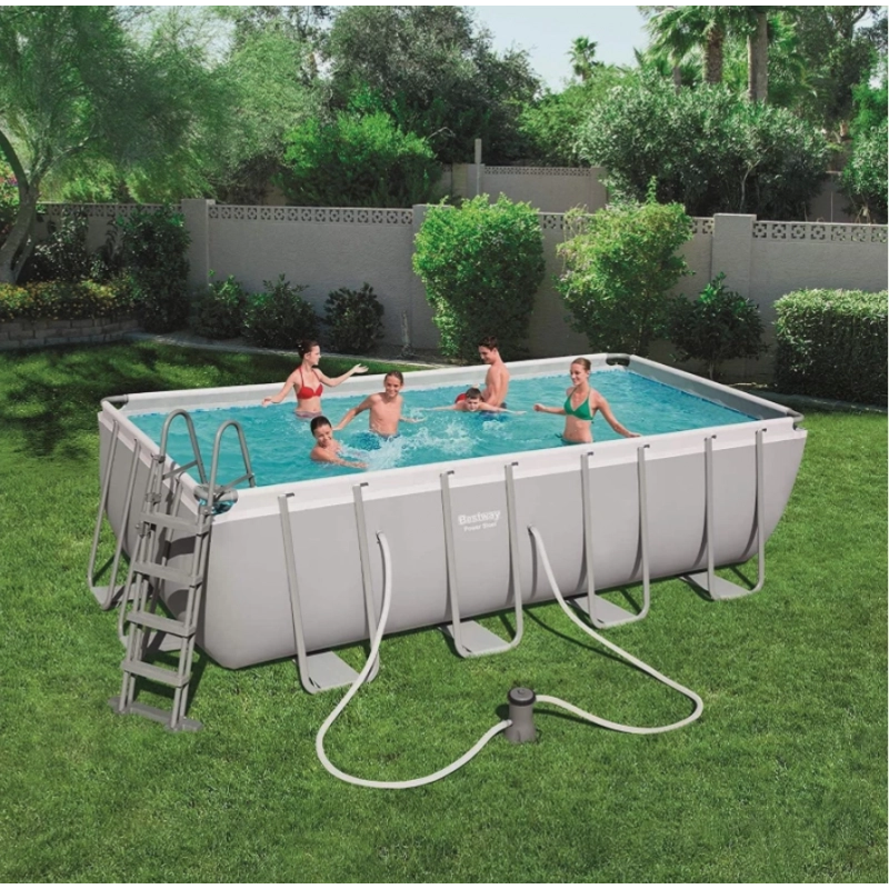 Piscina fuori terra rettangolare Bestway Power Steel 488x244x122 cm con filtro a cartuccia, scaletta, copertura e ChemConnect