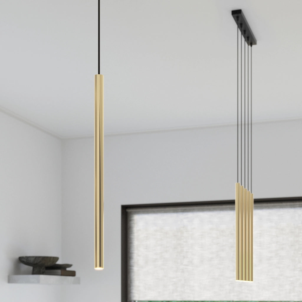 Lampada a sospensione VELINO tubo oro lucido G9 1x8W